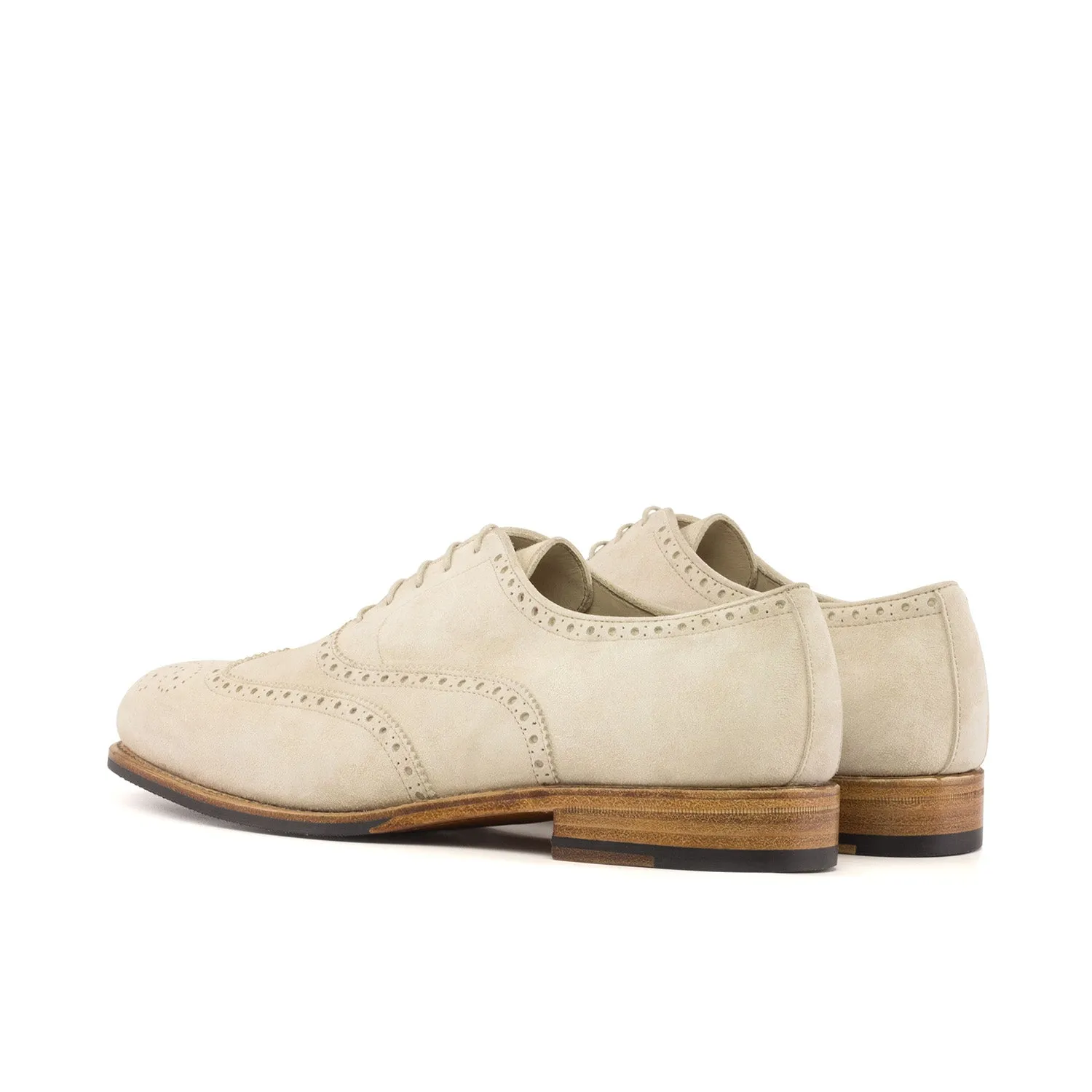Ambrogio Bespoke Men's Shoes Ivory Suede Leather Wingtip Oxfords (AMB2431)