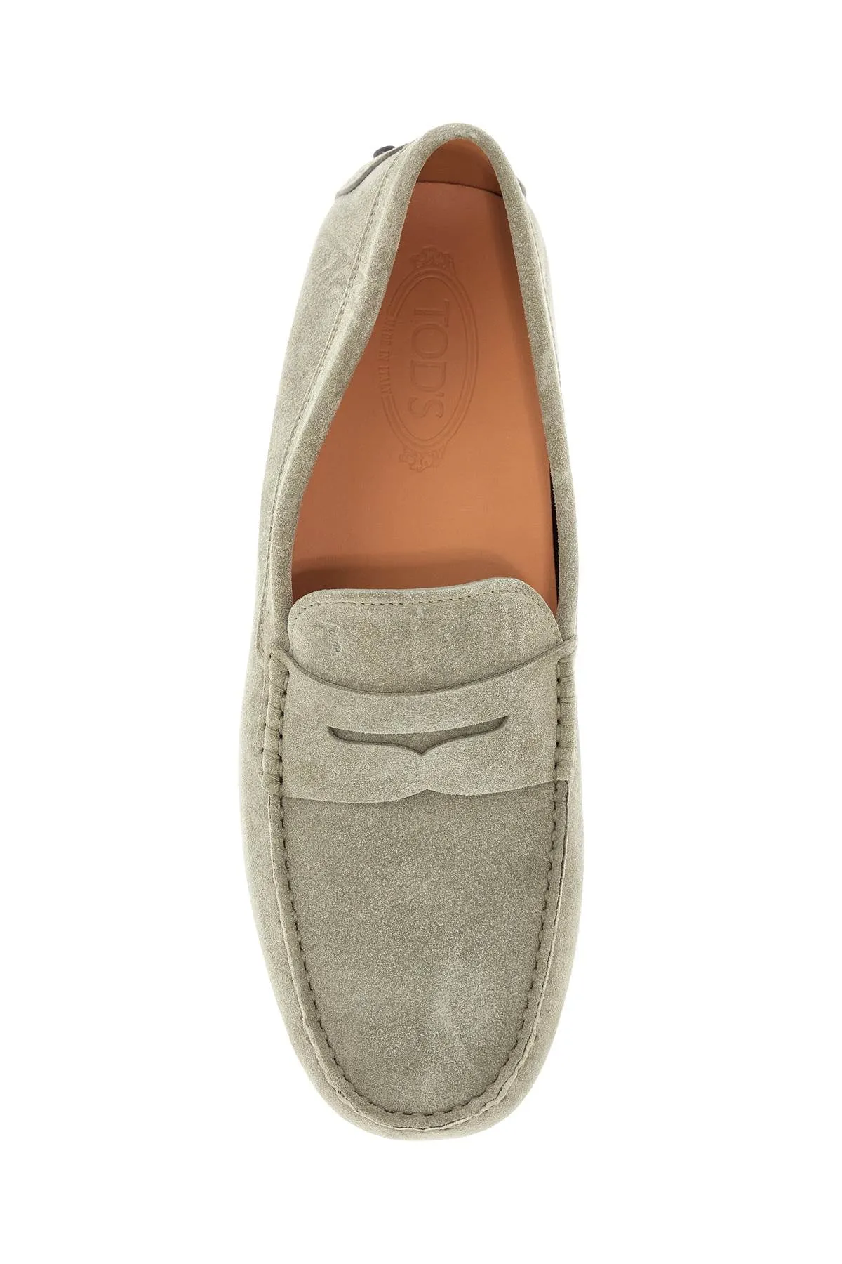 beige suede driving moccasin for men with rubber sole