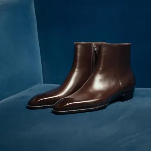 Brown Leather Anzio Zipper Boots - AW24