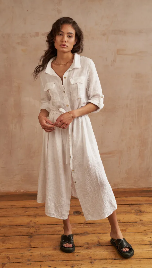 CASSIS SHIRT DRESS - WHITE