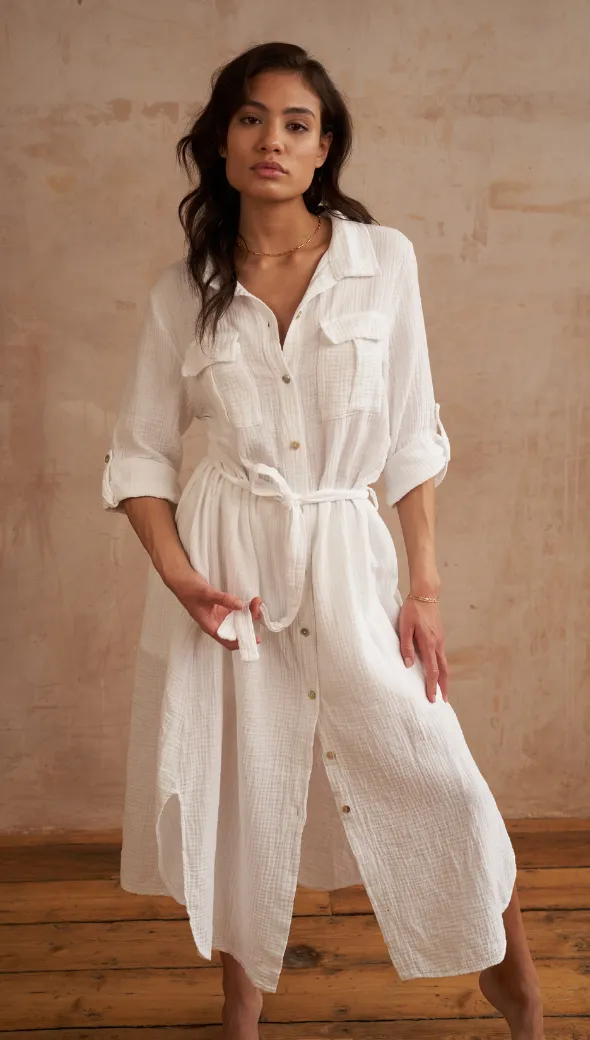 CASSIS SHIRT DRESS - WHITE