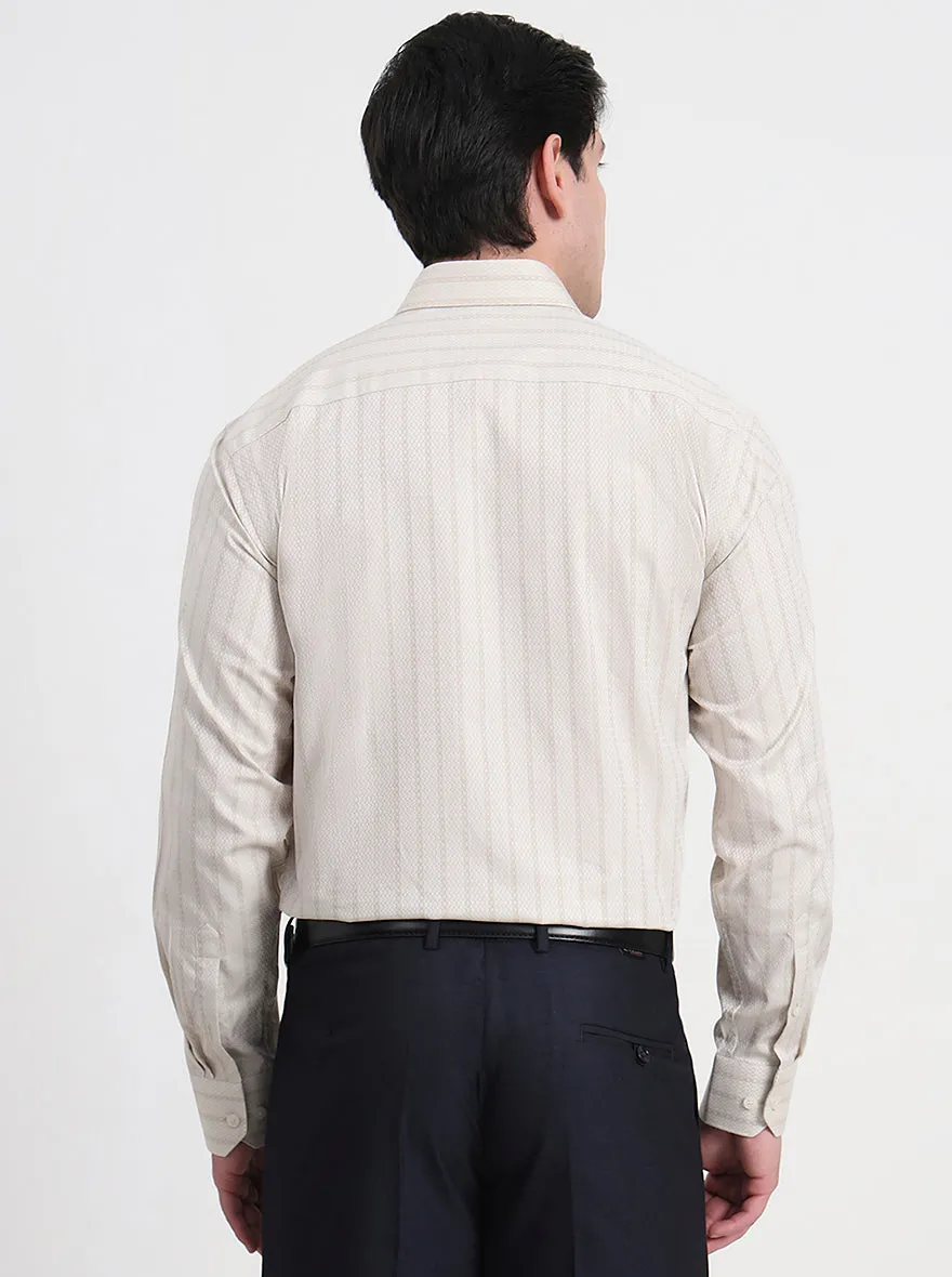 Fawn Striped Regular Fit Formal Shirt | JadeBlue