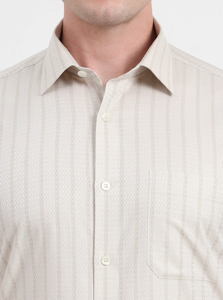 Fawn Striped Regular Fit Formal Shirt | JadeBlue