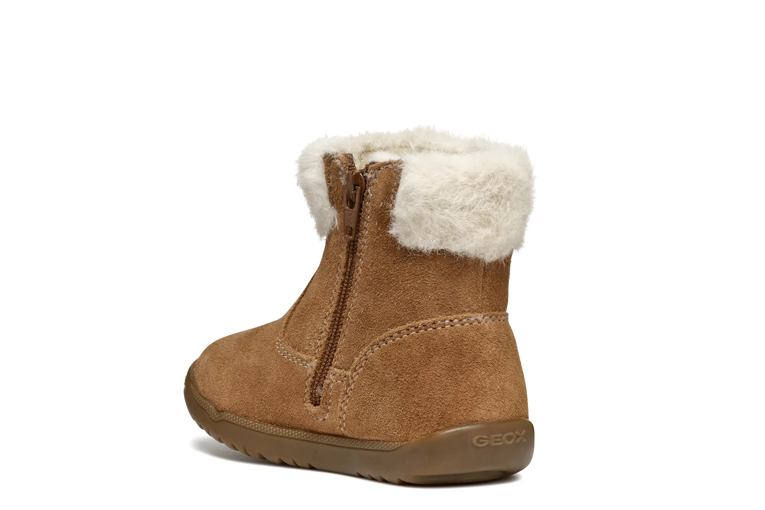Geox Macchia Girls Whisky Brown Suede Warm Lined Boot
