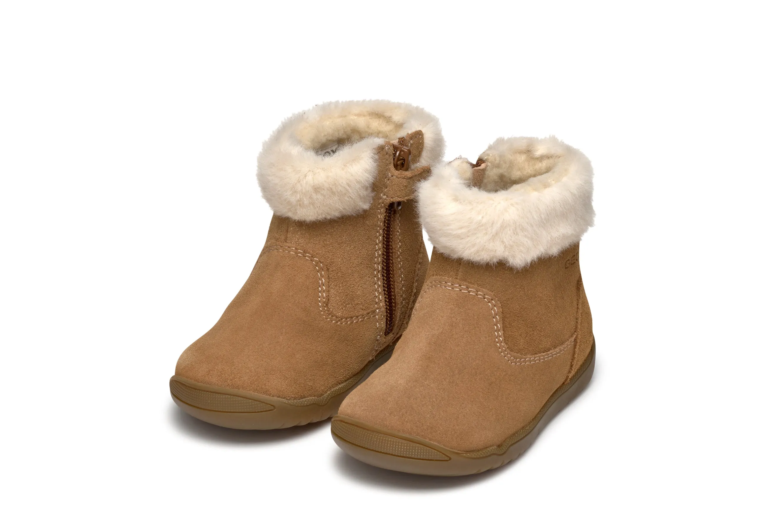 Geox Macchia Girls Whisky Brown Suede Warm Lined Boot