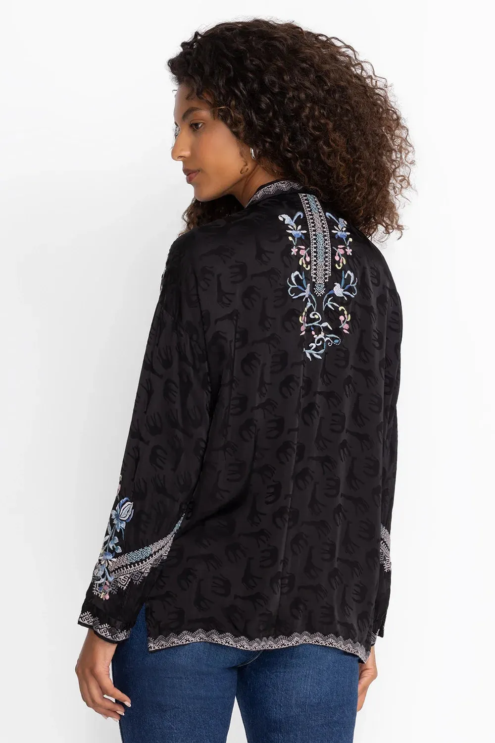 Johnny Was Audrey Embroidered Blouse - Sanded Black
