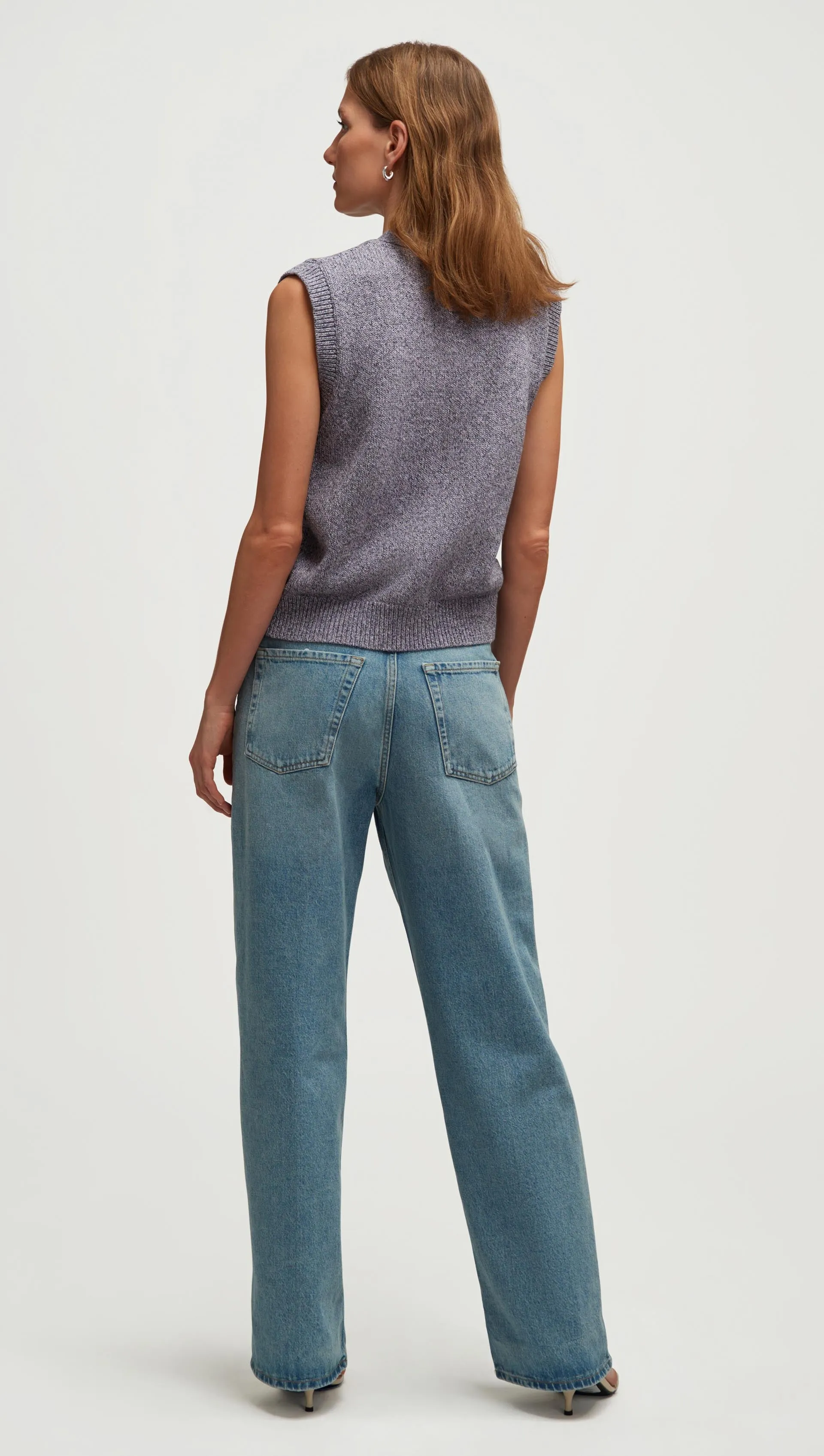Knit Button Vest in Cotton | Purple Multi
