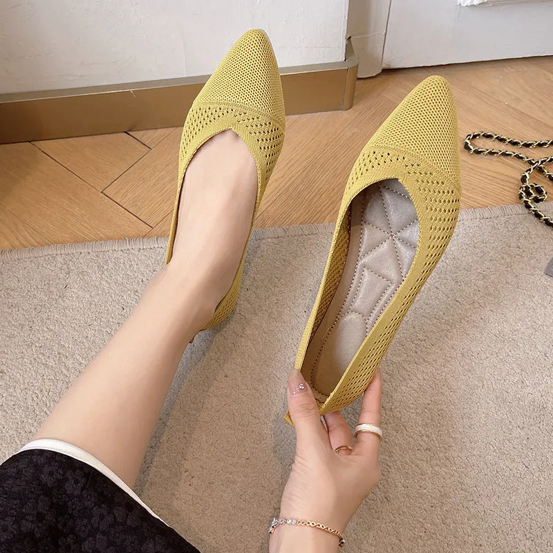 Pointed Flat Bottom Casual Breathable Loafers
