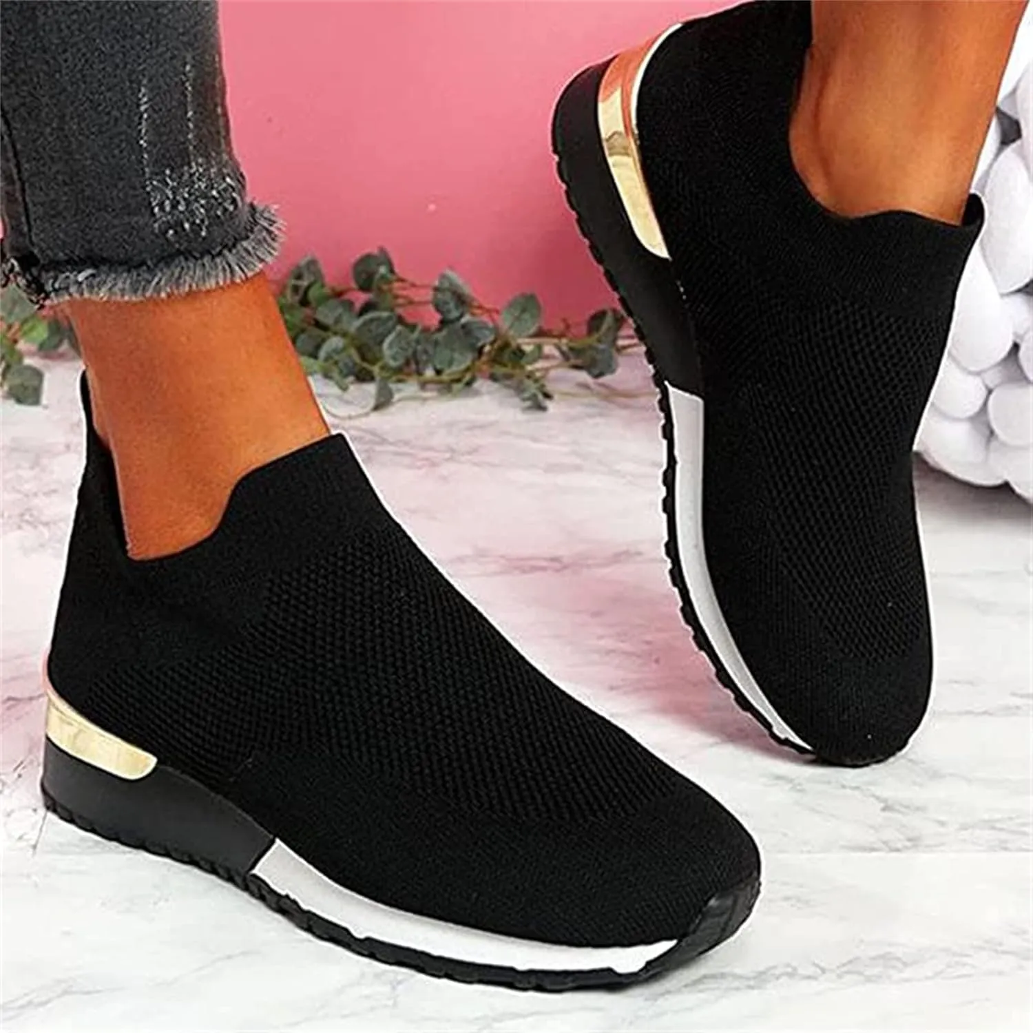 Shoes For Women Sneakers Trendy Slip On Walking Running Shoes Breathable Lightweight Athletic Workout Tennis Gym Sneakers