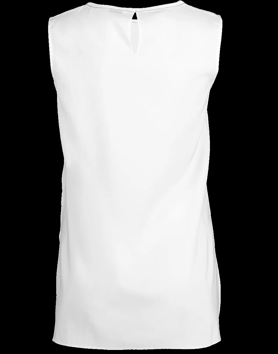 Sleeveless Silk Crewneck Tank
