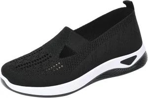 Women Comfortable Slip On Shoes Lightweight Walking Sneakers Canvas Casual Flats Non Slip Elastic Loafers